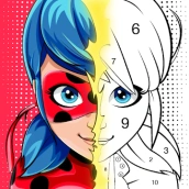 Miraculous Ladybug & Cat Noir. Color by number