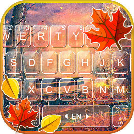 Gold Autumn Leaf Keyboard Them