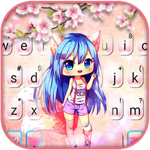 Tema Keyboard Pink Sakura Girl