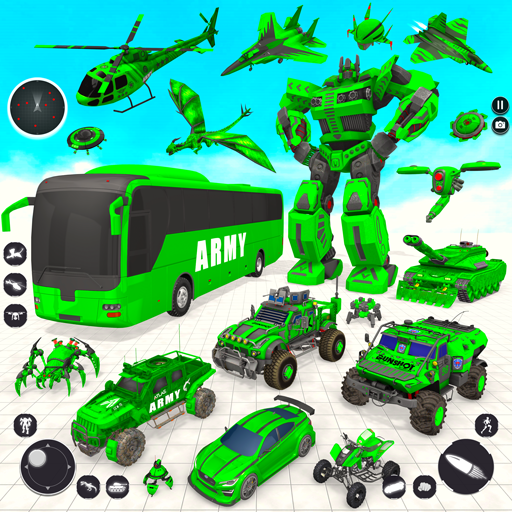 Army Bus Robot Car Games