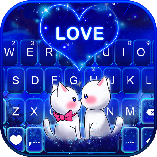 Neon Kitten Love कीबोर्ड पृष्ठभूमि