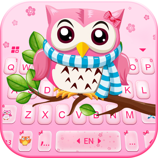 Pink Cute Owl Keyboard Theme