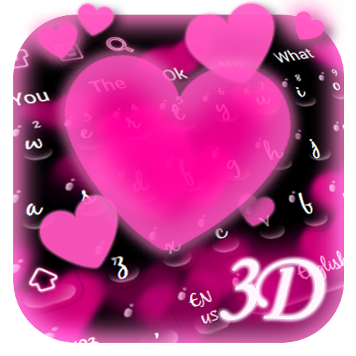 3D Pink Love Keyboard Theme