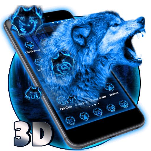 Chủ đề 3D Neon Vivid Wolf