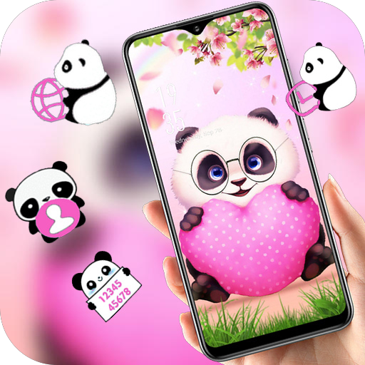 Pink Cartoon Panda Love theme