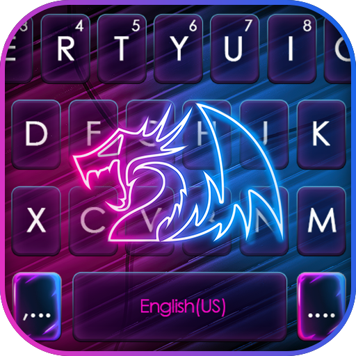 Cool Neon Dragon Keyboard Back