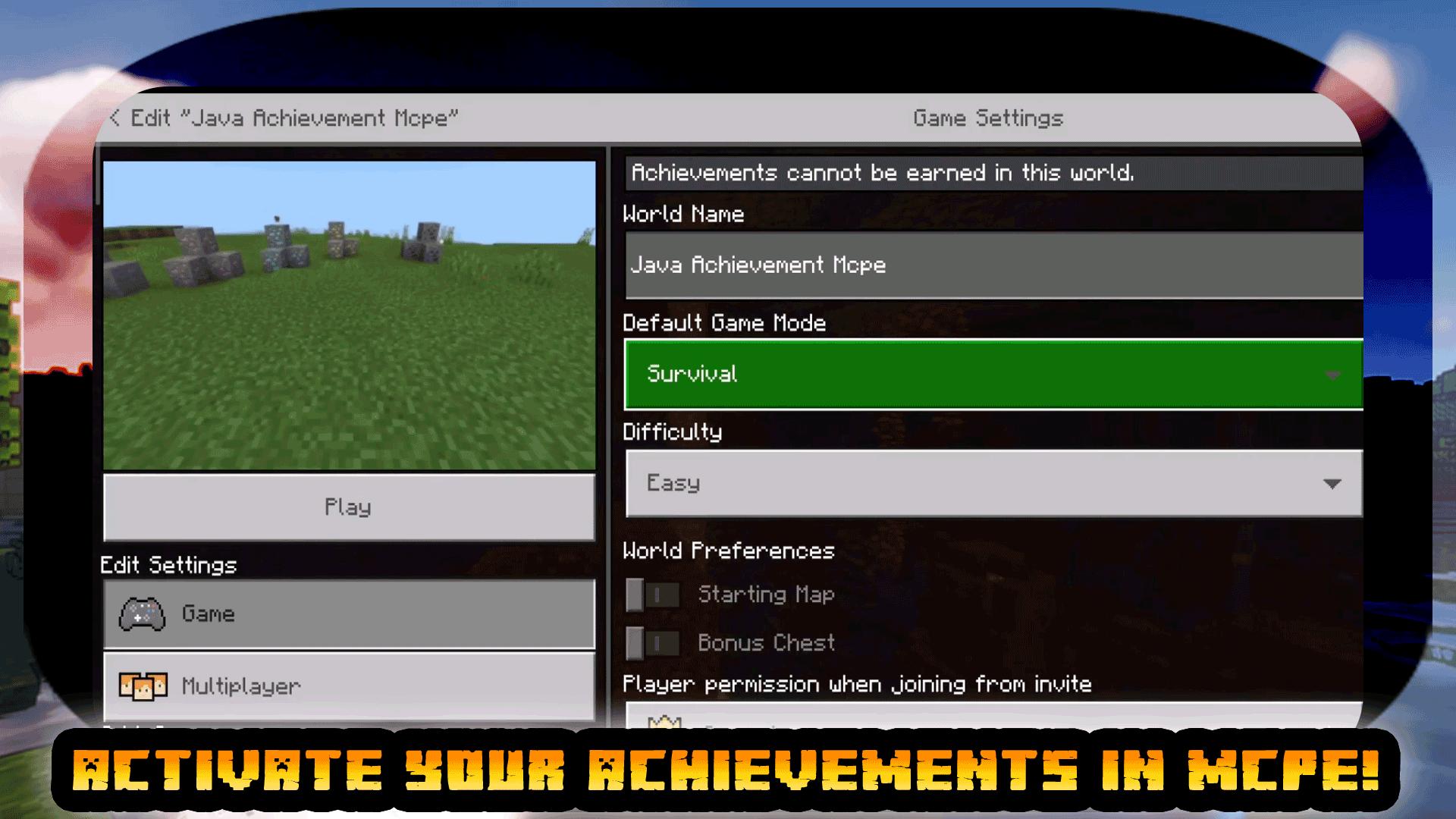 Download Achievements for minecraft pe android on PC