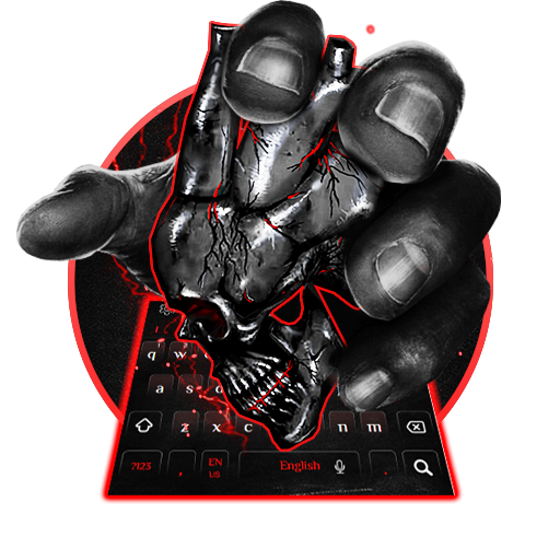 3D Neon Red Skull Keyboard