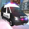 American Police Van Driving