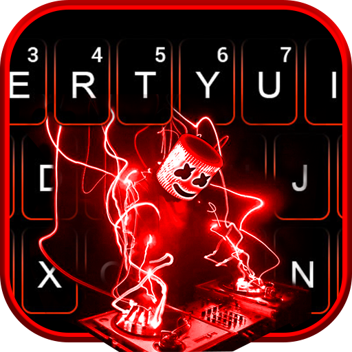 Tema Keyboard Neon Red Cool Dj