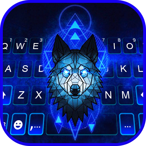 Ice Neon Wolf Keyboard Backgro
