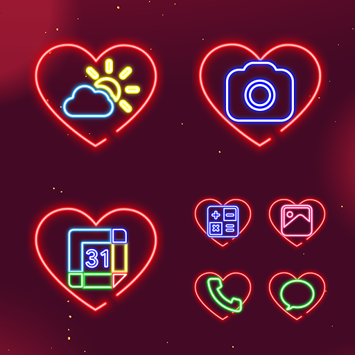 Wow Valentine Neon Icon Pack