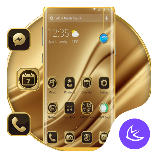 Golden Silk APUS Launcher Them