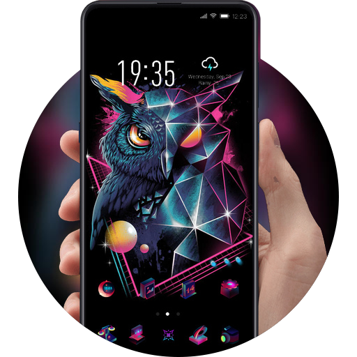 Animal theme | abstract neon light owl