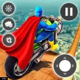超級英雄巨型坡道 - 摩托車模擬器賽車和速度冒險