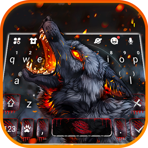 Tema Keyboard Flaming Wolf