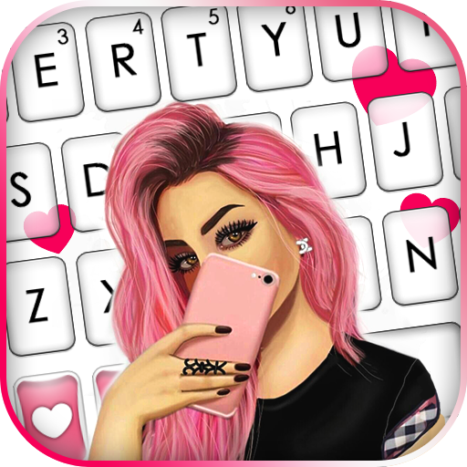 Pink Selfie Girl Keyboard Back
