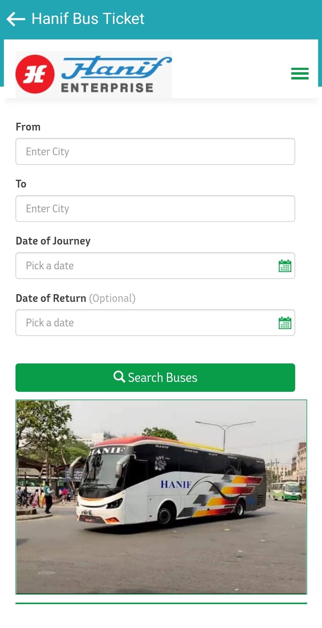 Download Hanif Enterprise: Bus Ticket android on PC, image size:1080x2103