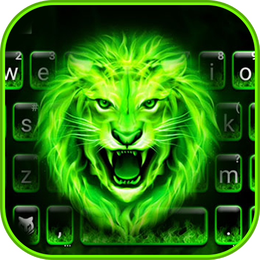 Green Neon Lion Keyboard Theme