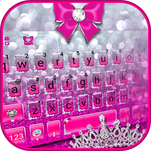 Shiny Pink Silver Keyboard The
