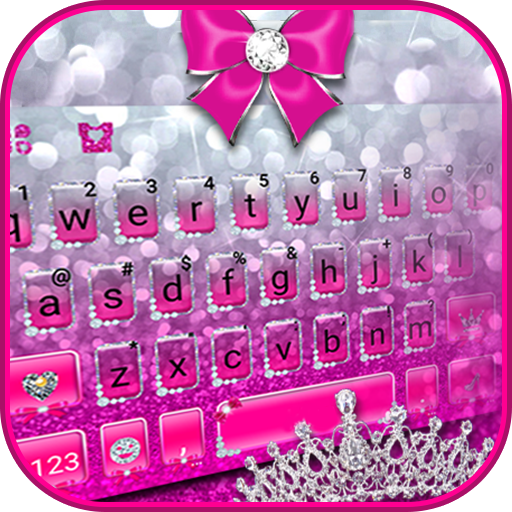 Shiny Pink Silver Keyboard The