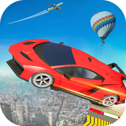 Car stunt: city rooftop driver