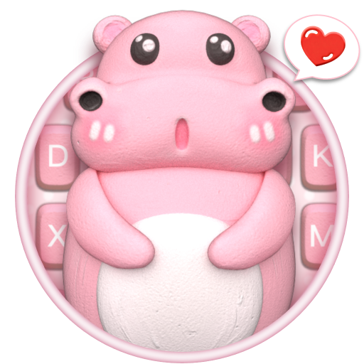 3D Pink Cute Hippo Tema