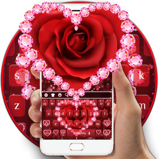 Purple Love Rose Diamond Keyboard Theme