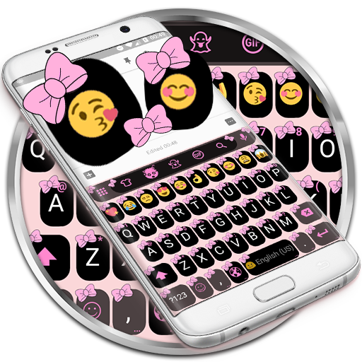 Emoji Keyboard Bow Pink Pastel