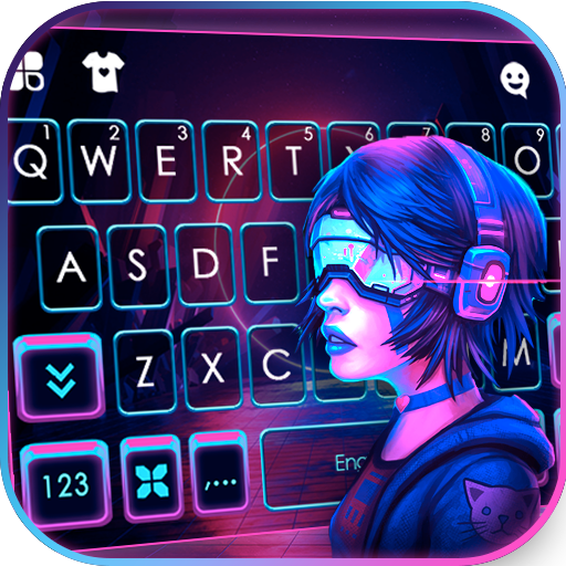 Neon Cyberpunk Keyboard Backgr