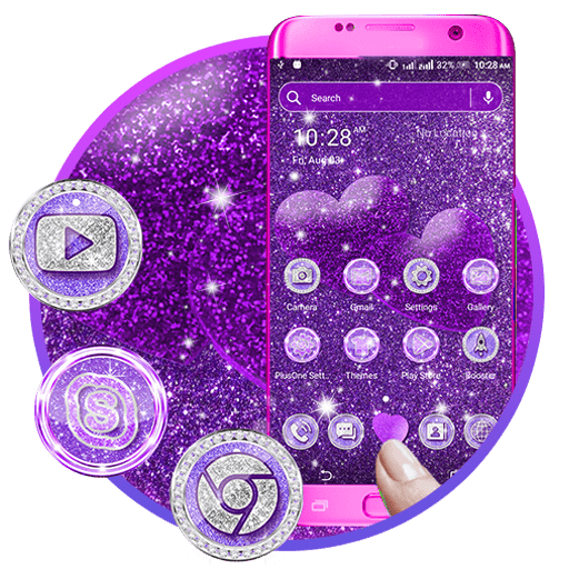 Purple Glitter Launcher Theme