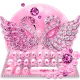 Pink Diamond Lovers Swan Keyboard