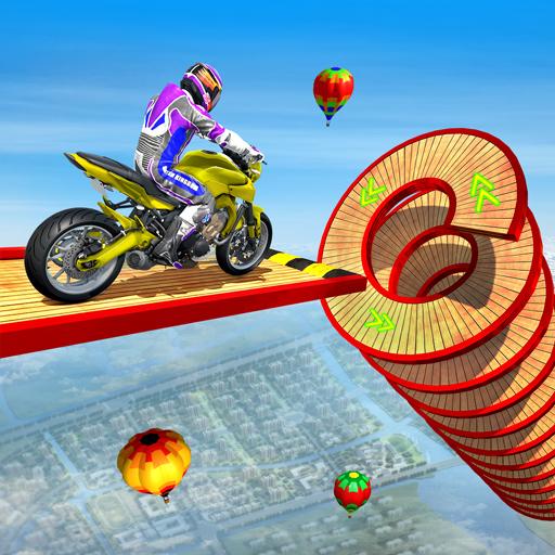 Mega Ramp Spiral Bike Stunt Racing Games-Bike Game