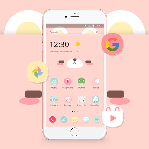 Cute Cartoon Pink Bear Theme