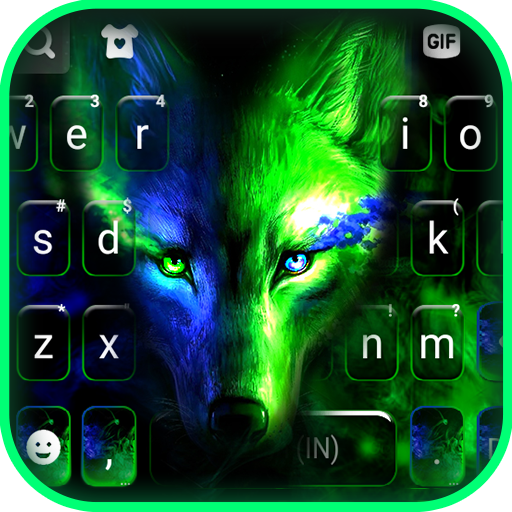 Fundo do Teclado Neon Light Wolf