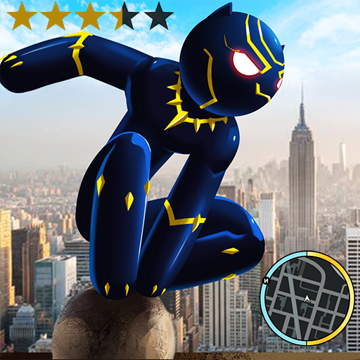 Panther Stickman Rope Hero Crime City Battle