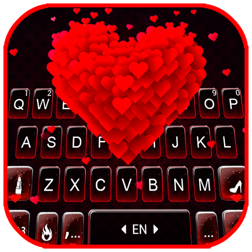Red Hearts Love Klavye Arkapla