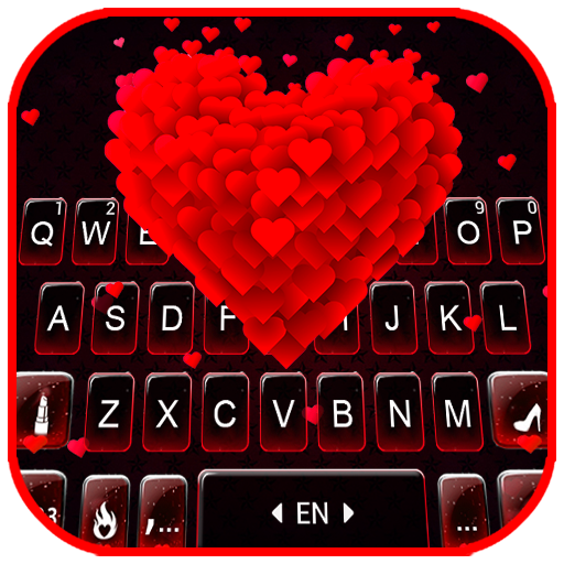 Red Hearts Love Klavye Arkapla