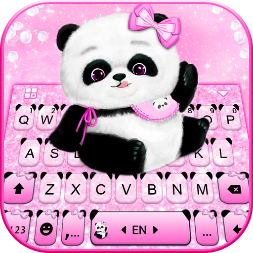 Pink Girly Panda कीबोर्ड थीम