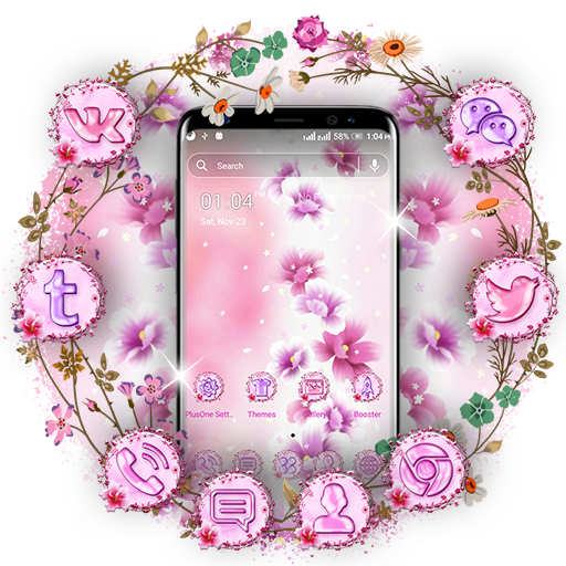 Pink Flower Launcher Theme