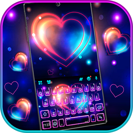 Bright Neon Heart Keyboard The