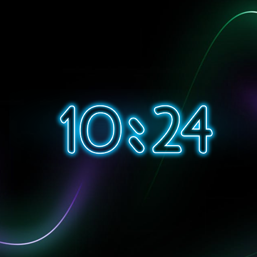 Neon Digital Clock Wallpaper