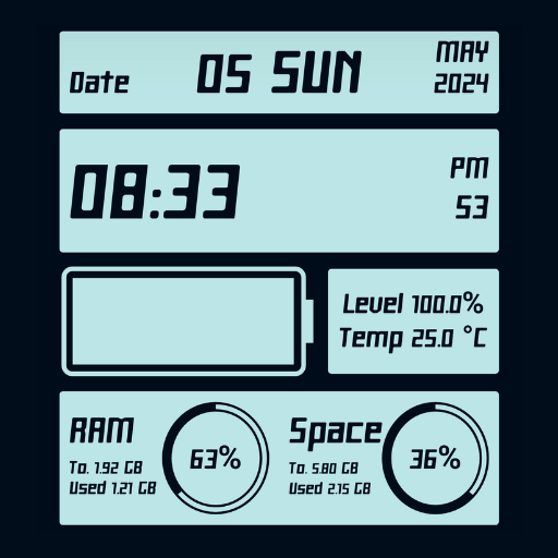Digital clock & Mobile info