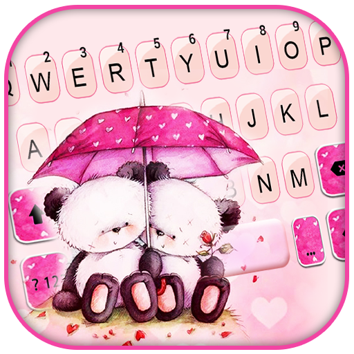 Pink Couple Bear Keyboard Back