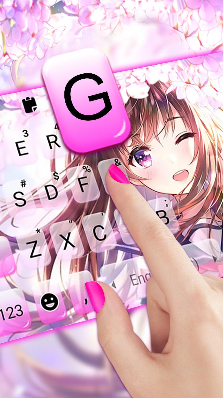 Download Sakura Anime Girl Keyboard Bac android on PC