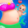 美人魚媽媽和新生兒 - 保姆遊戲