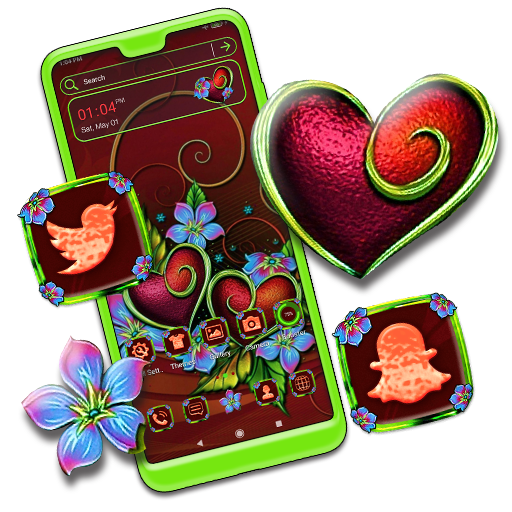 Flower Red Heart Theme