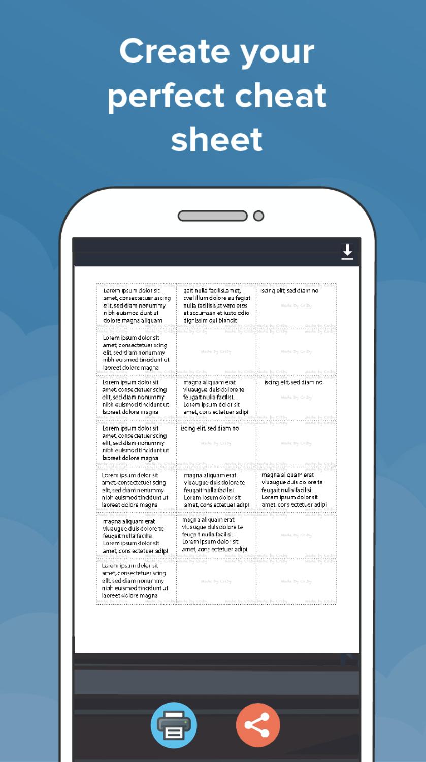 Download Criby - cheat sheet creator android on PC