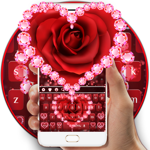 Purple Love Rose Diamond Keyboard Theme