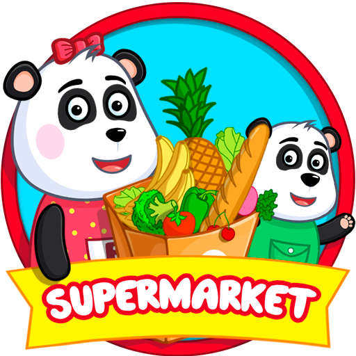 パンダと子供のスーパーマーケット